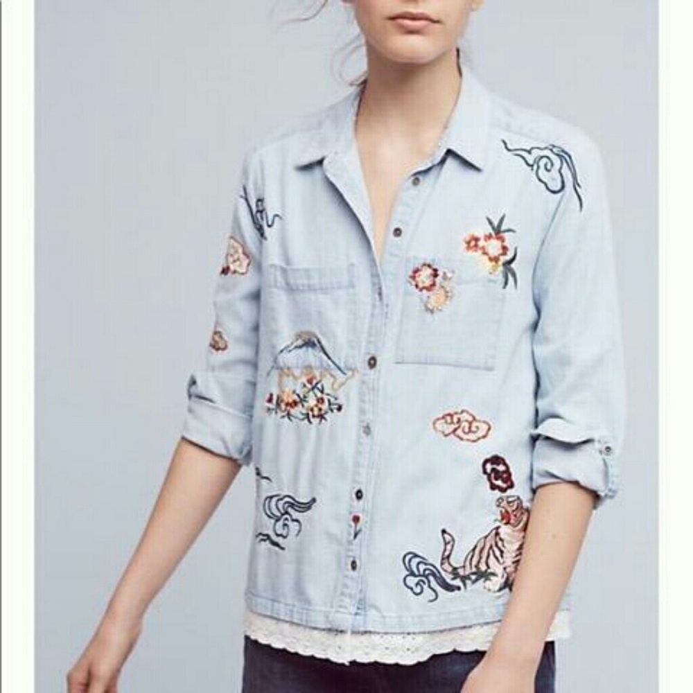 Holding horses embroide long sleeves shirt M.